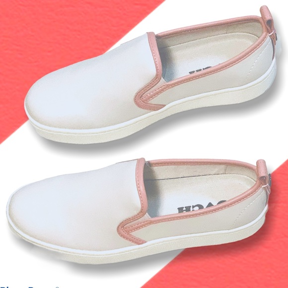 NWT Coach Leather Slip On Chalk Petal Pink Sneakers - Picture 2 of 12